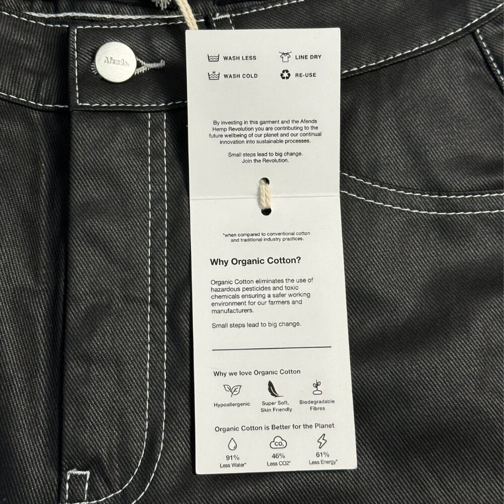 Sample BNWT Afends - Shelby - Women's Organic Denim Coated Black Shorts Size 26 - Picture 7 of 9